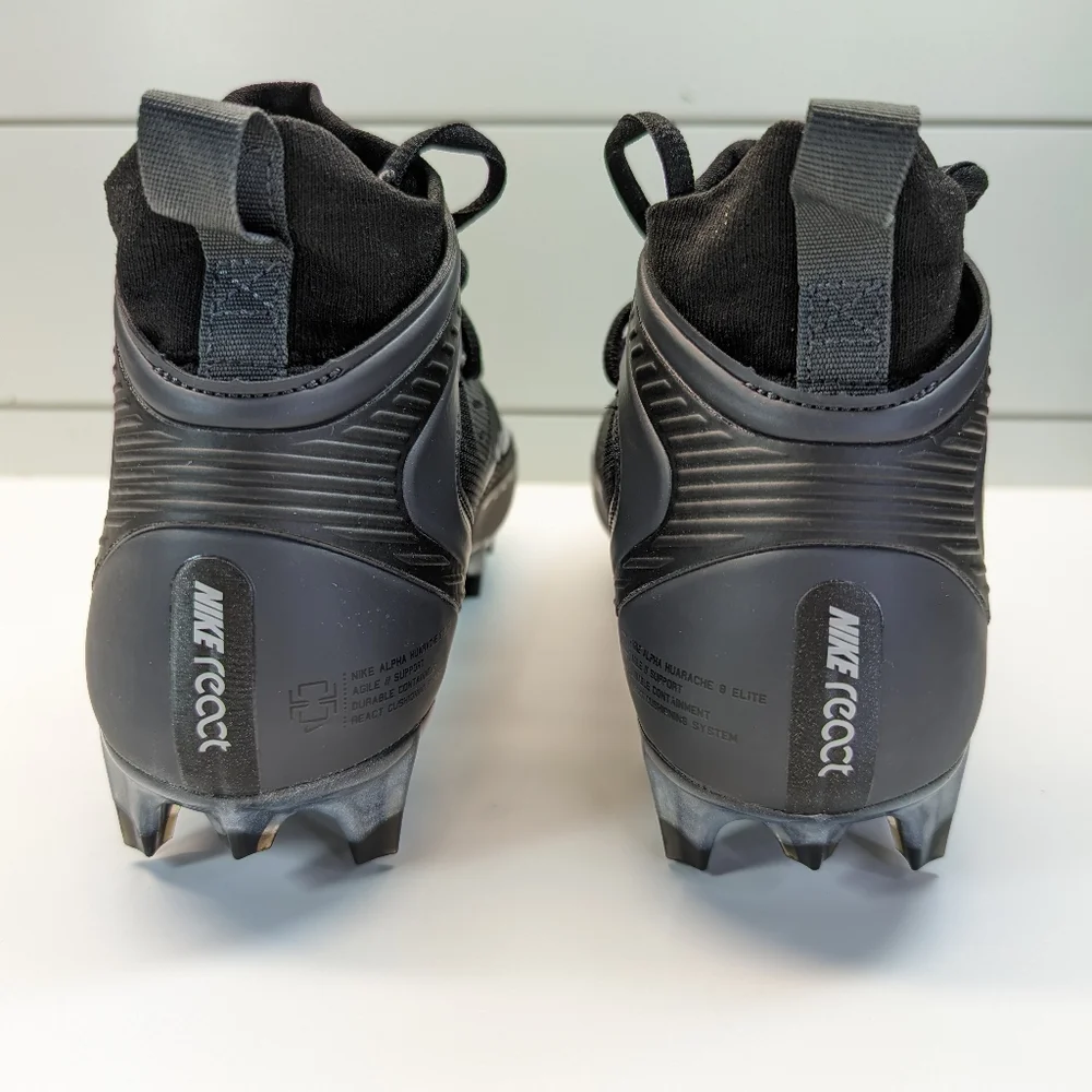 Nike Alpha Huarache 8 Elite Black Smoke Grey Lacrosse cleats size Men's 8 - Picture 6 of 9